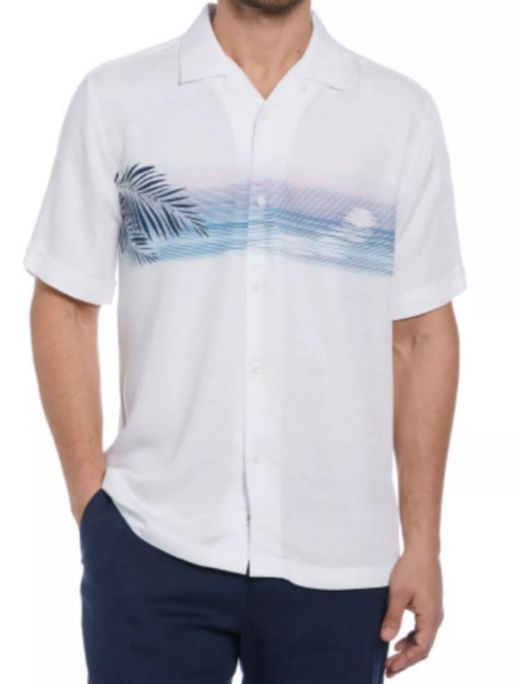 CUBAVERA Camp Collar Sunset Ocean Palm Print Shirt XL